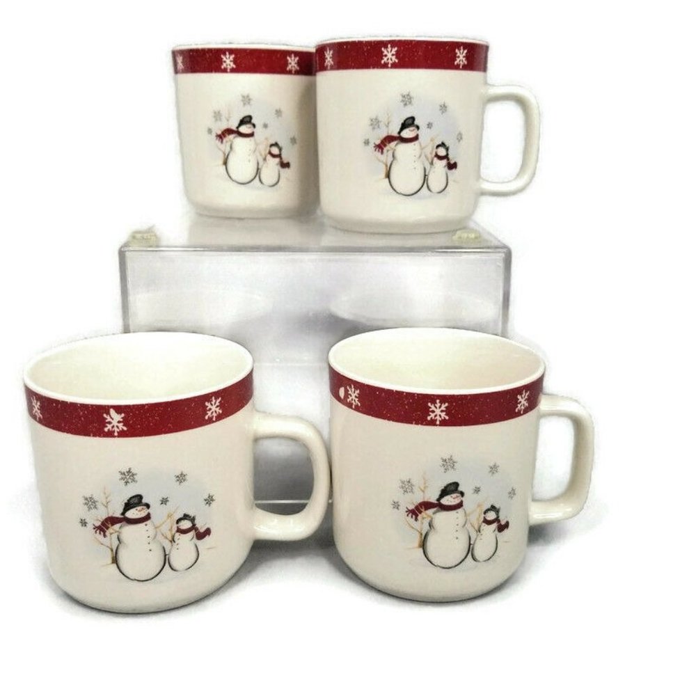 Royal Seasons Stoneware Christmas Snowmen Mugs